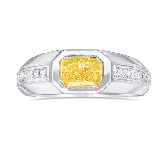 Fancy Yellow Radiant Diamond Men's Ring