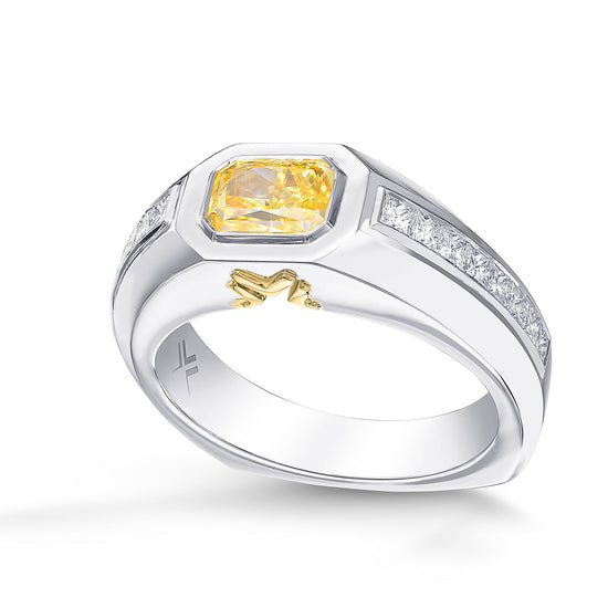 Fancy Yellow Radiant Diamond Men's Ring