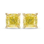 Fancy Intense Yellow Cushion Stud Earrings
