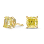 Fancy Intense Yellow Cushion Stud Earrings