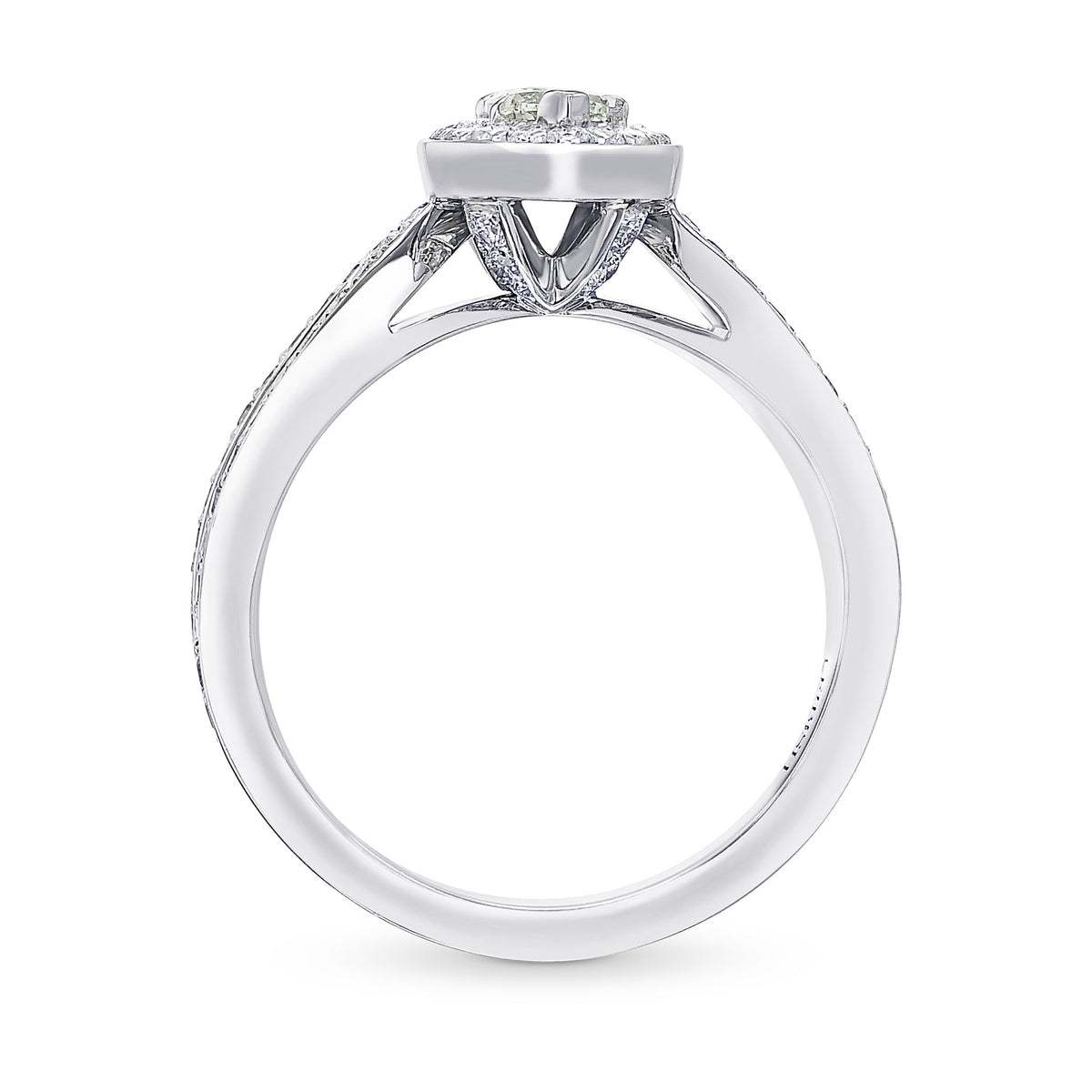 Fancy Light Green Marquise Diamond Halo Ring  