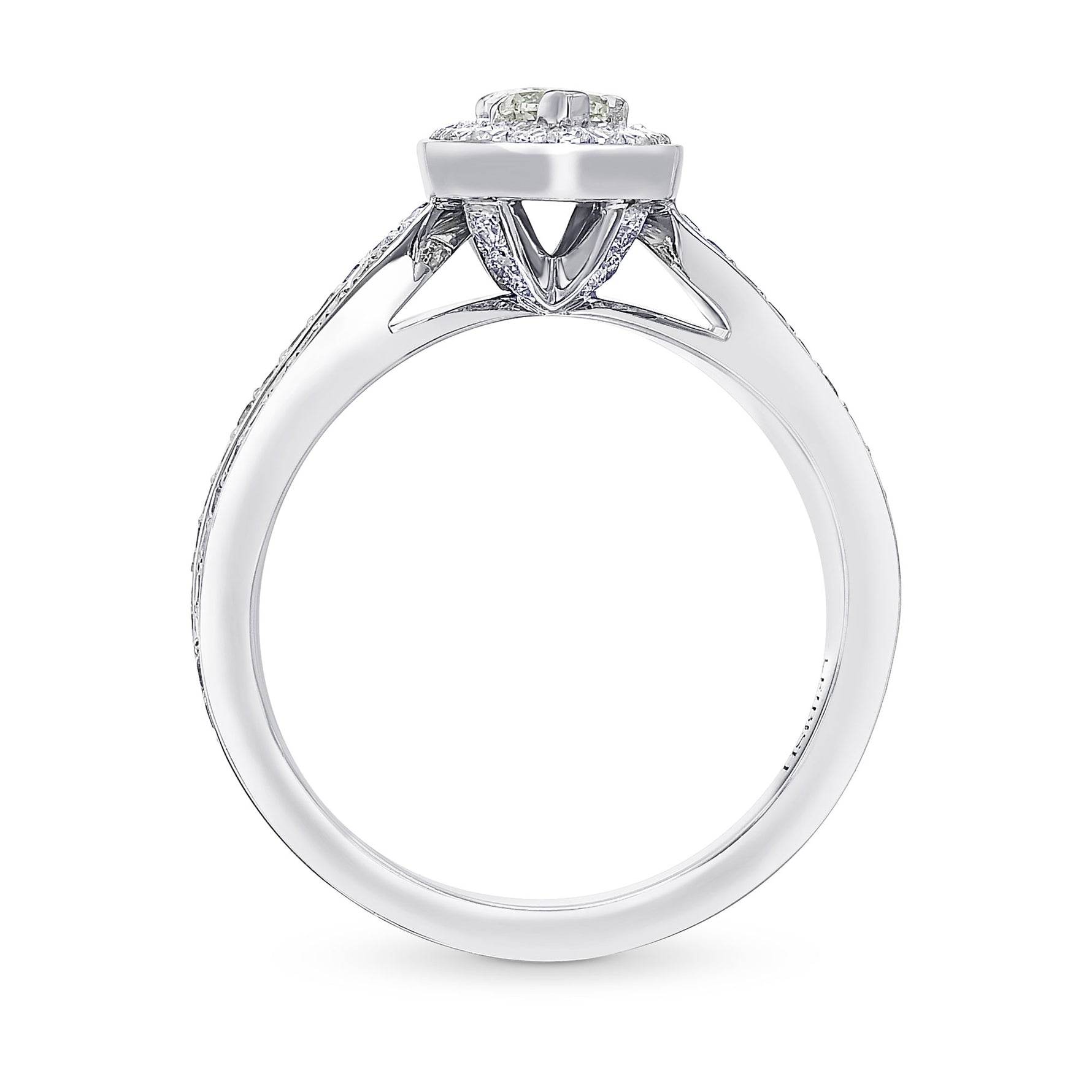 Fancy Light Green Marquise Diamond Halo Ring  