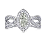 Fancy Light Green Marquise Diamond Halo Ring  