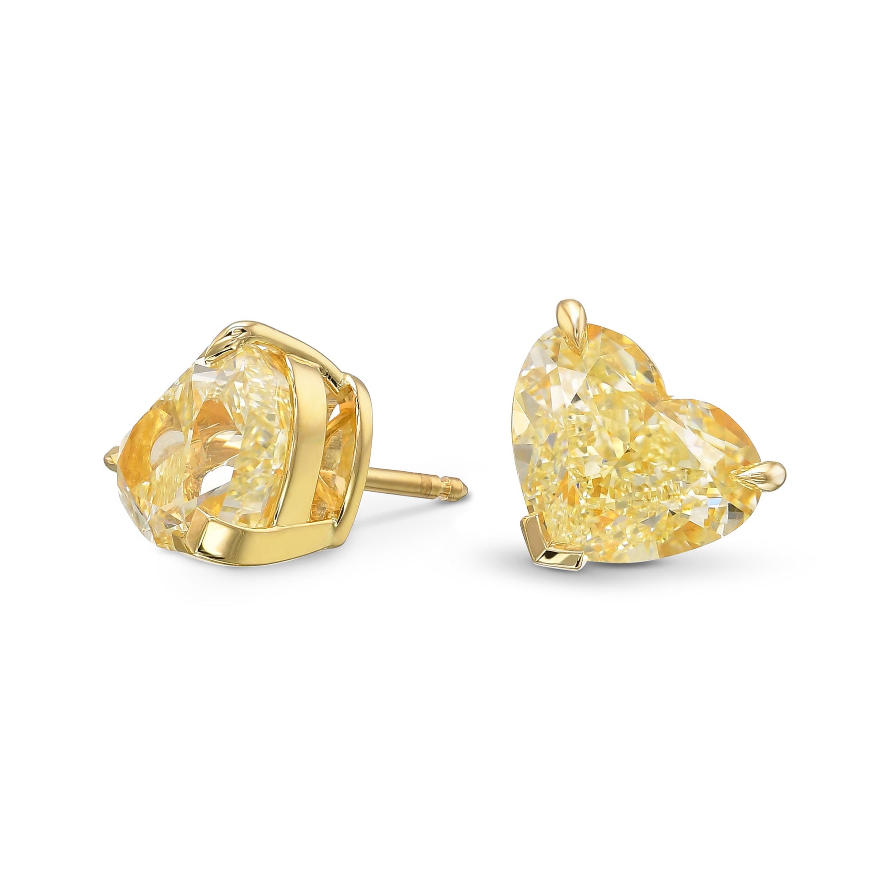 Light Yellow Heart Diamond Stud Earrings 