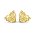 Light Yellow Heart Diamond Stud Earrings 