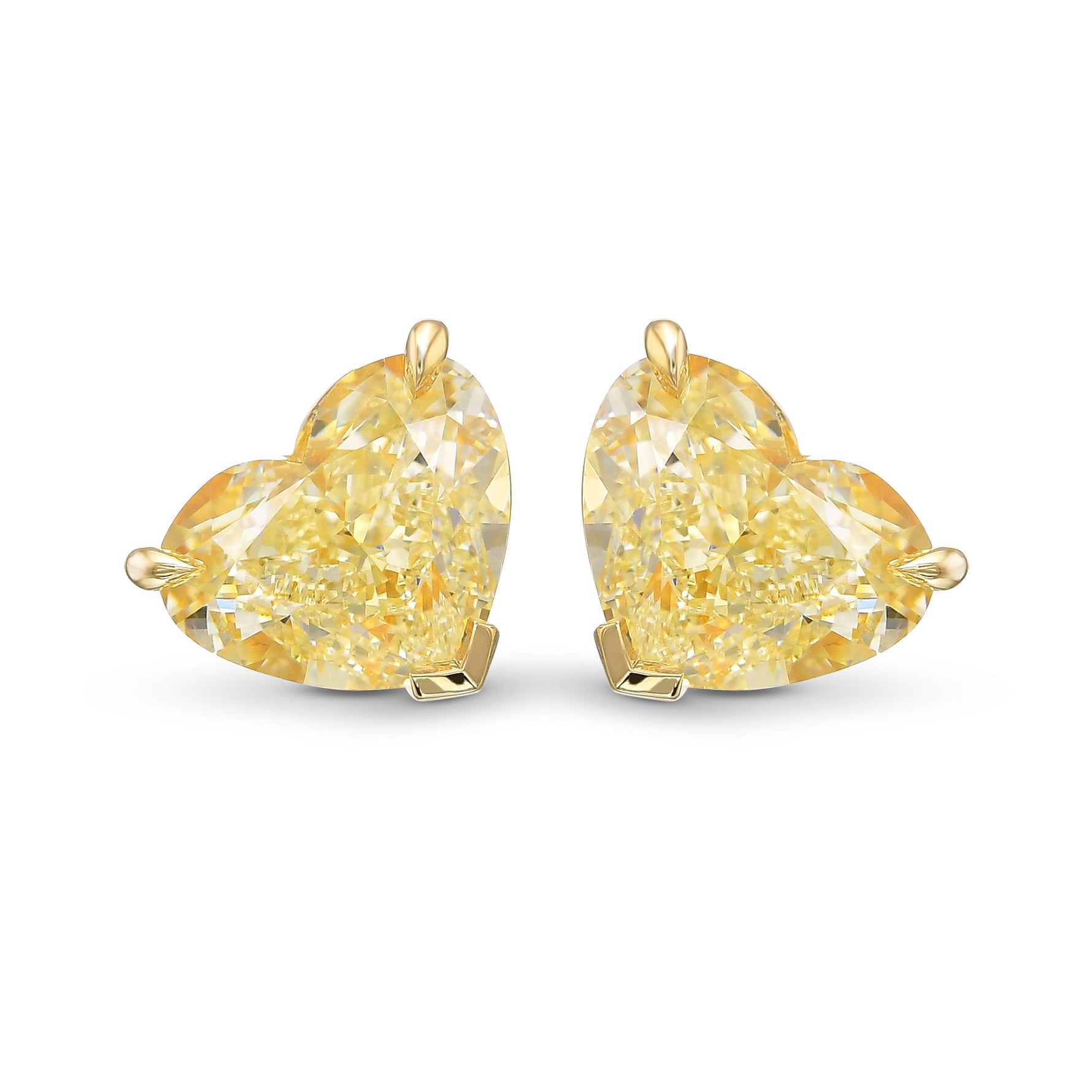 Light Yellow Heart Diamond Stud Earrings 