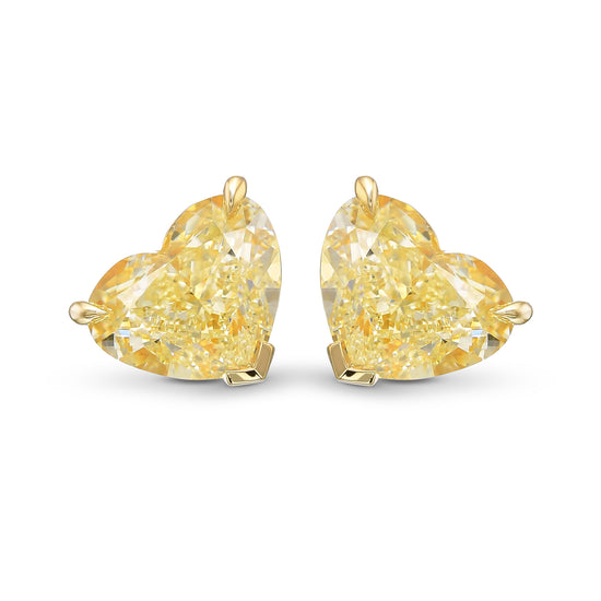 Light Yellow Heart Diamond Stud Earrings 