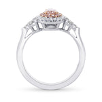 Fancy Brownish Pink Oval Diamond Double Halo Ring