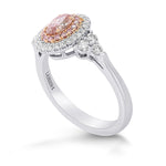 Fancy Brownish Pink Oval Diamond Double Halo Ring