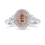 Fancy Brownish Pink Oval Diamond Double Halo Ring