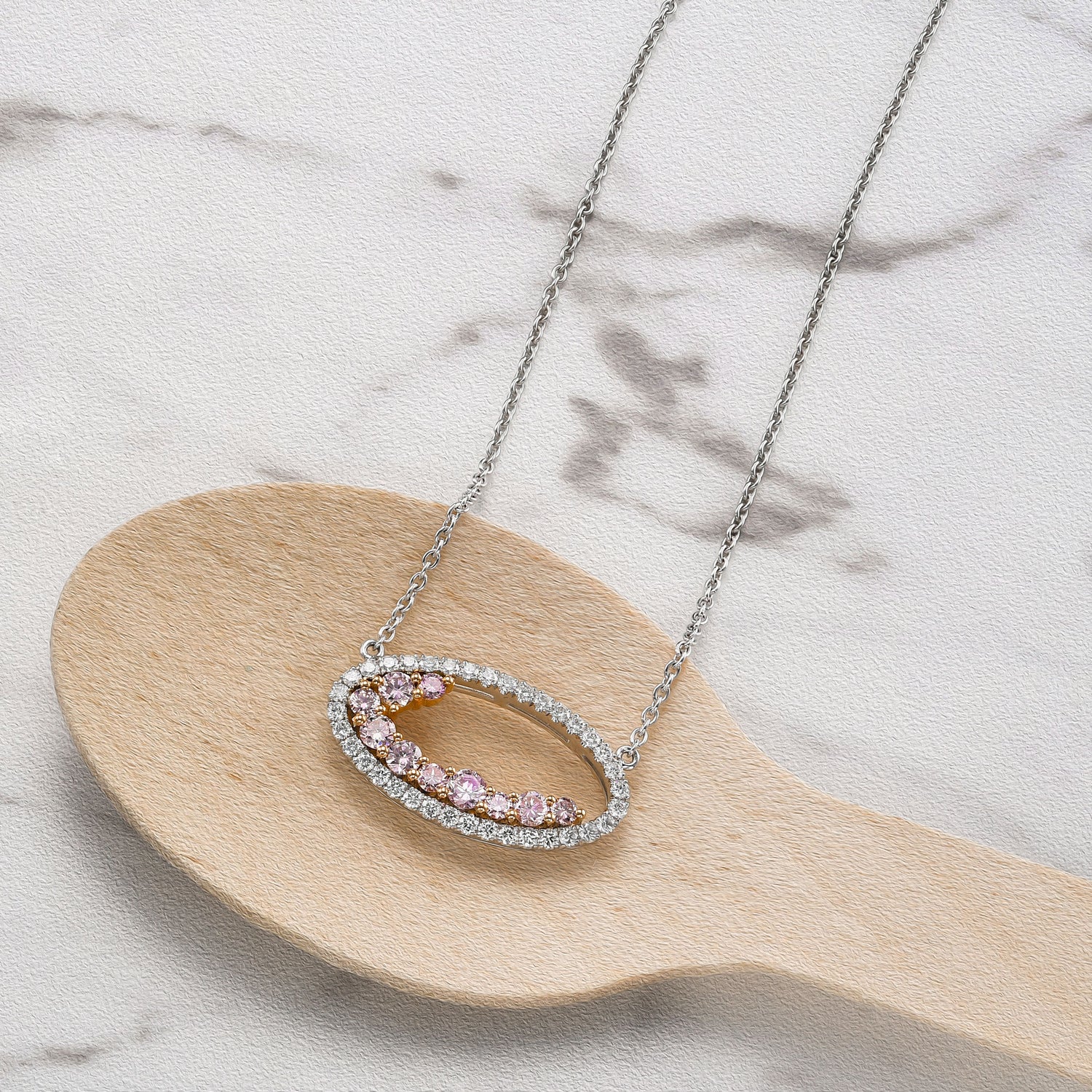 Fancy Light Pink Halo Diamond Pendant