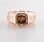 Fancy Dark Orange Brown Radiant Shape Mens Ring