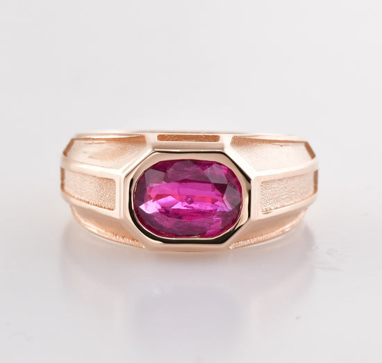 Pink Sapphire Oval Shape Mens Ring