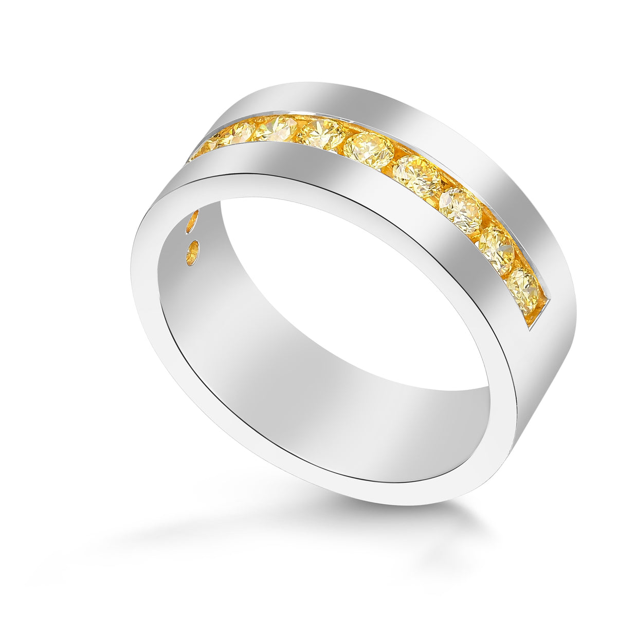 Round Fancy Yellow Diamond Band Ring