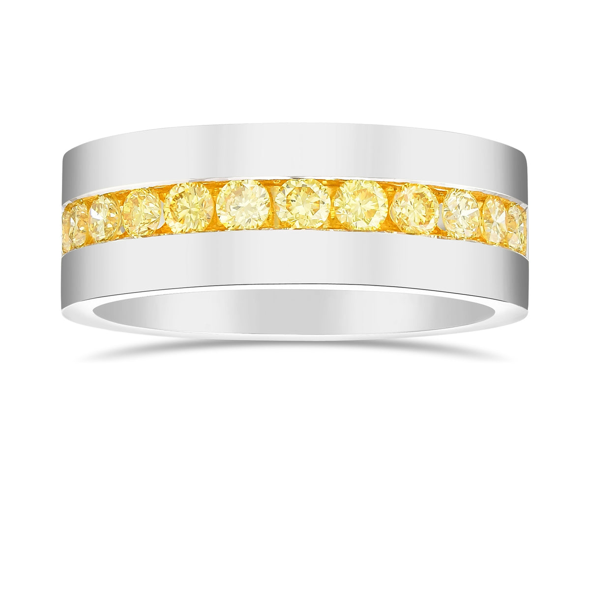 Round Fancy Yellow Diamond Band Ring
