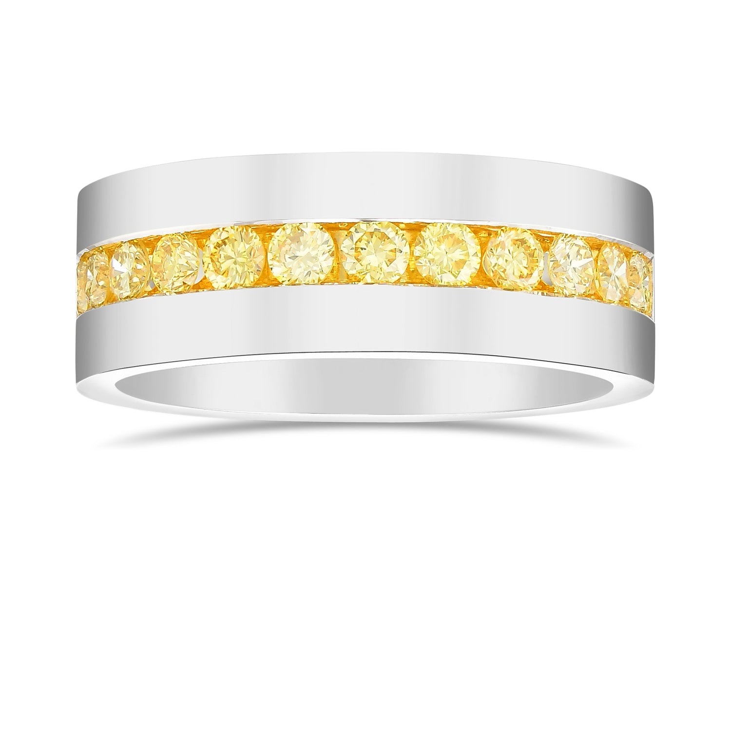 Round Fancy Yellow Diamond Band Ring