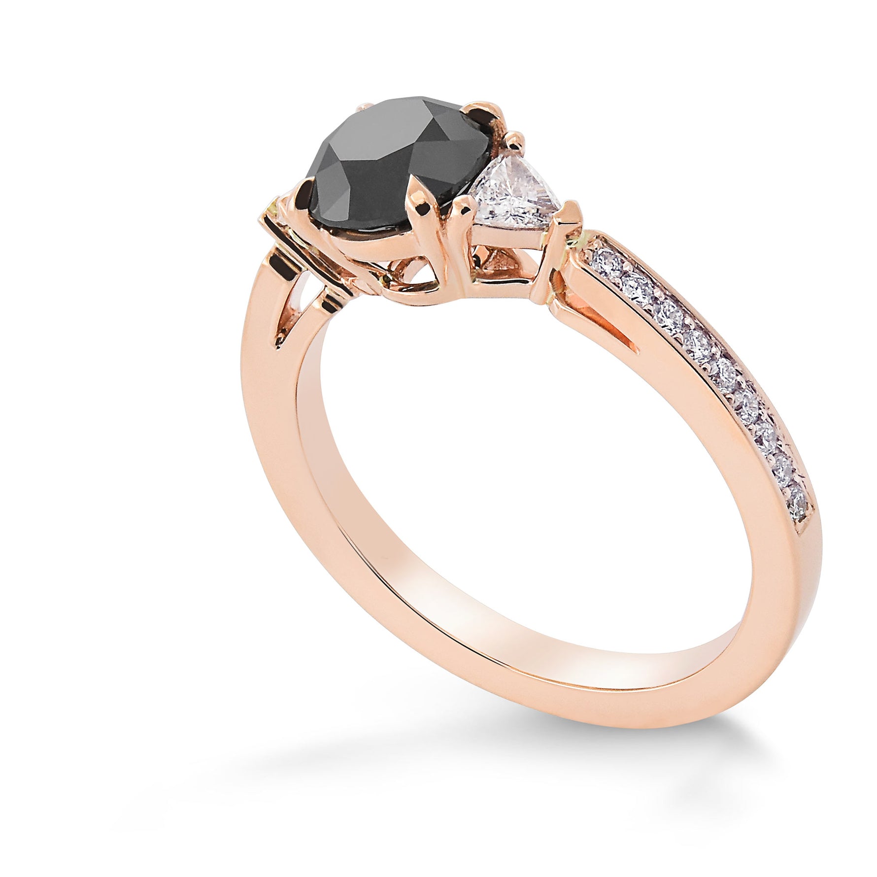 Natural Fancy Black Round Diamond Side Stone Ring