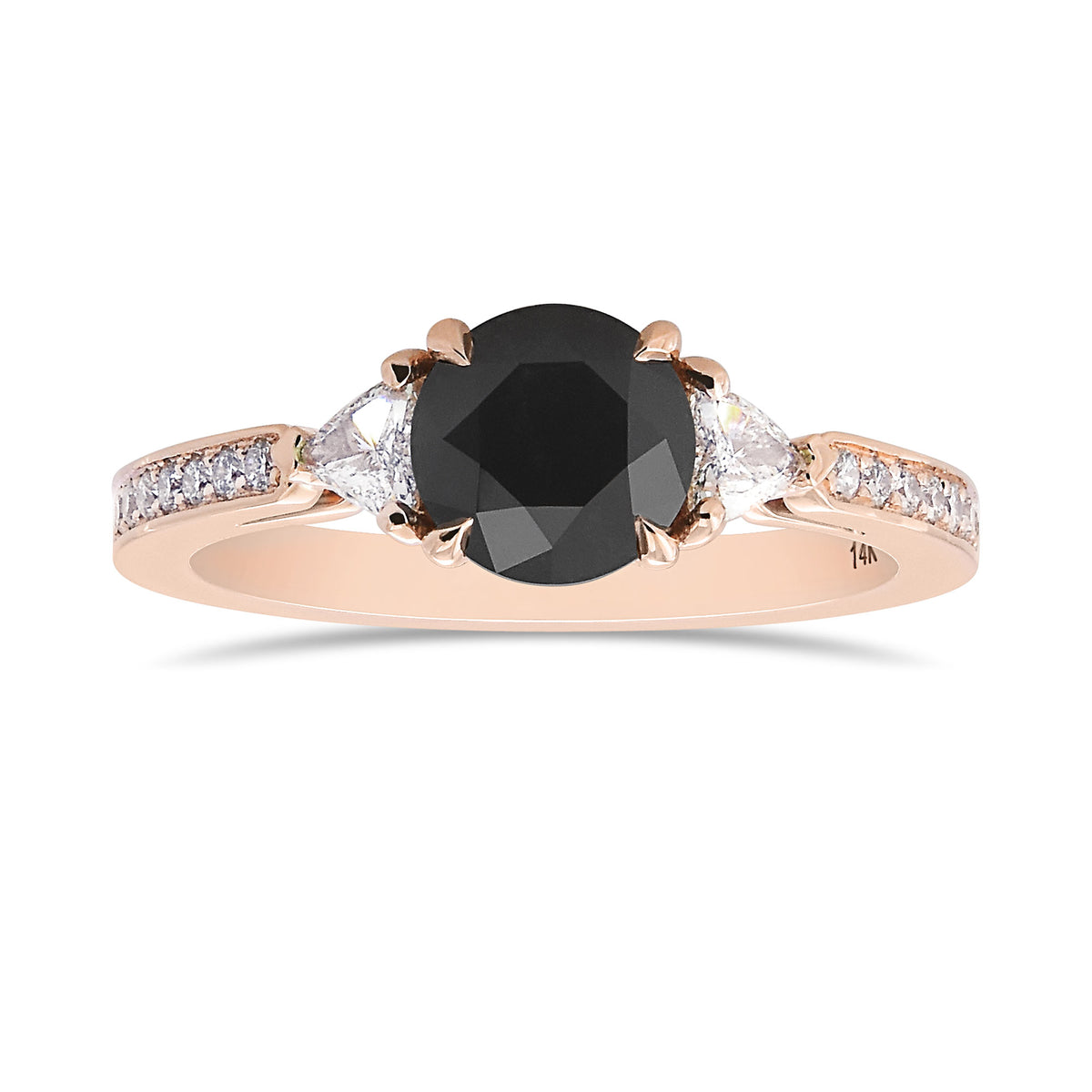 Natural Fancy Black Round Diamond Side Stone Ring
