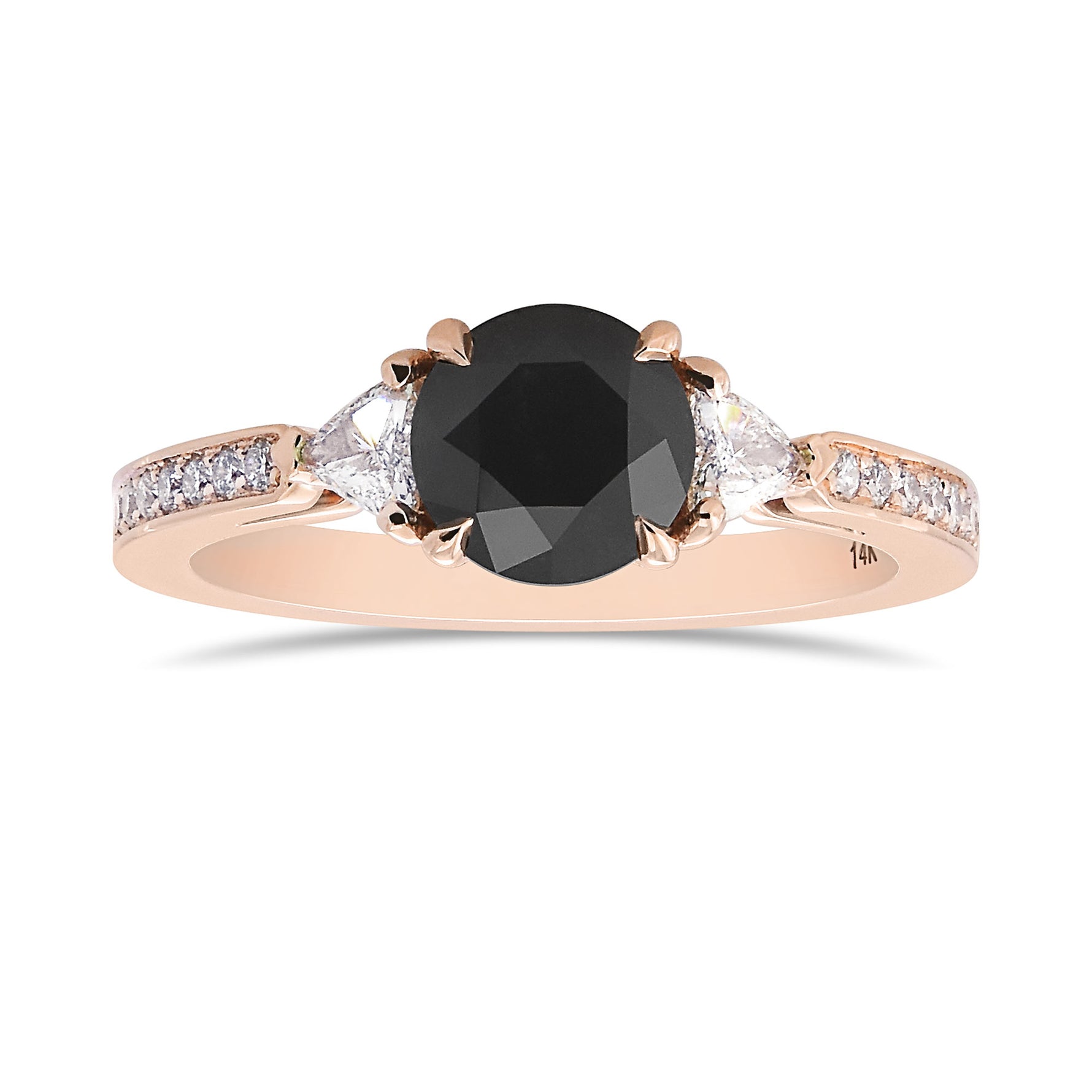 Natural Fancy Black Round Diamond Side Stone Ring