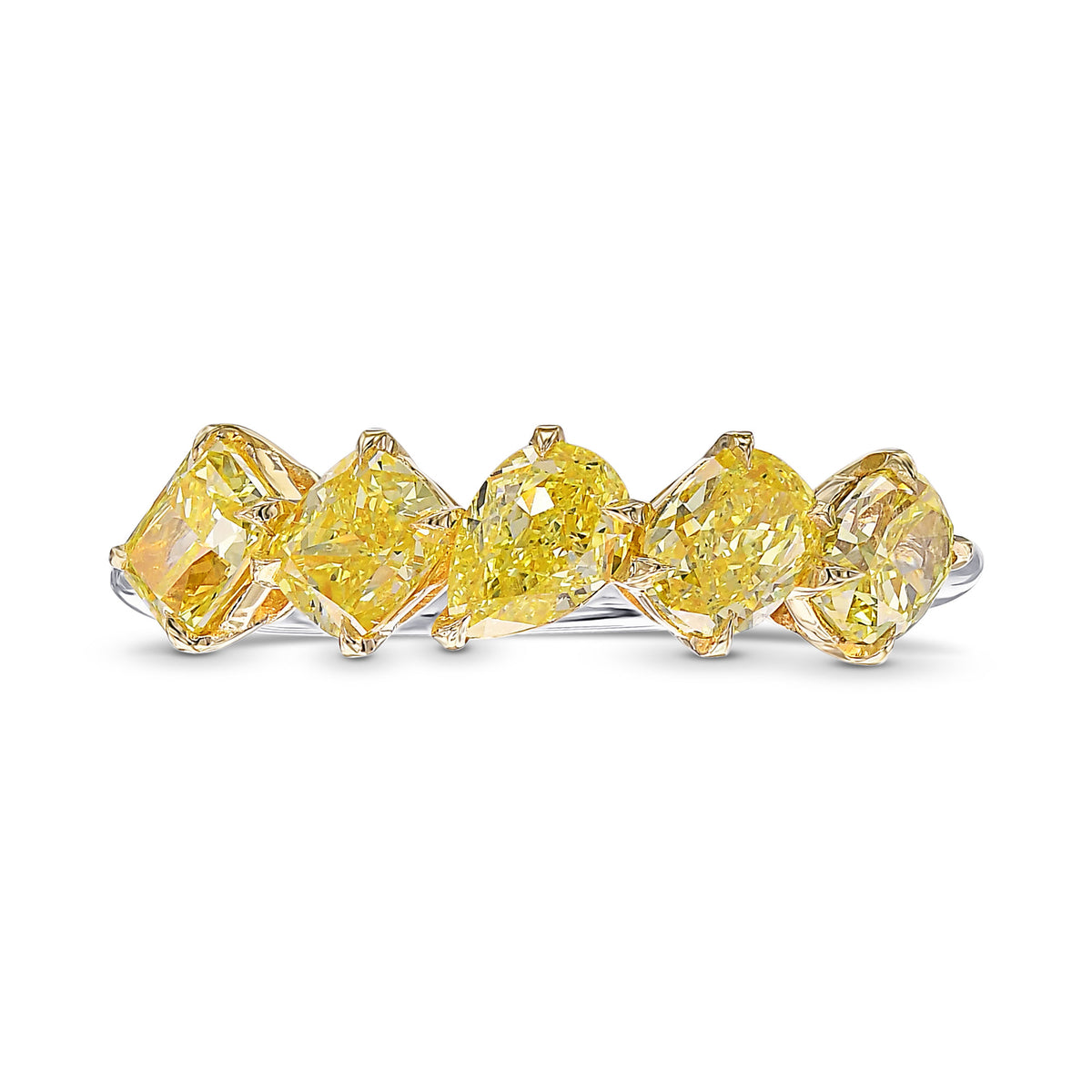  Fancy Yellow Mix shape Diamond Band Ring 