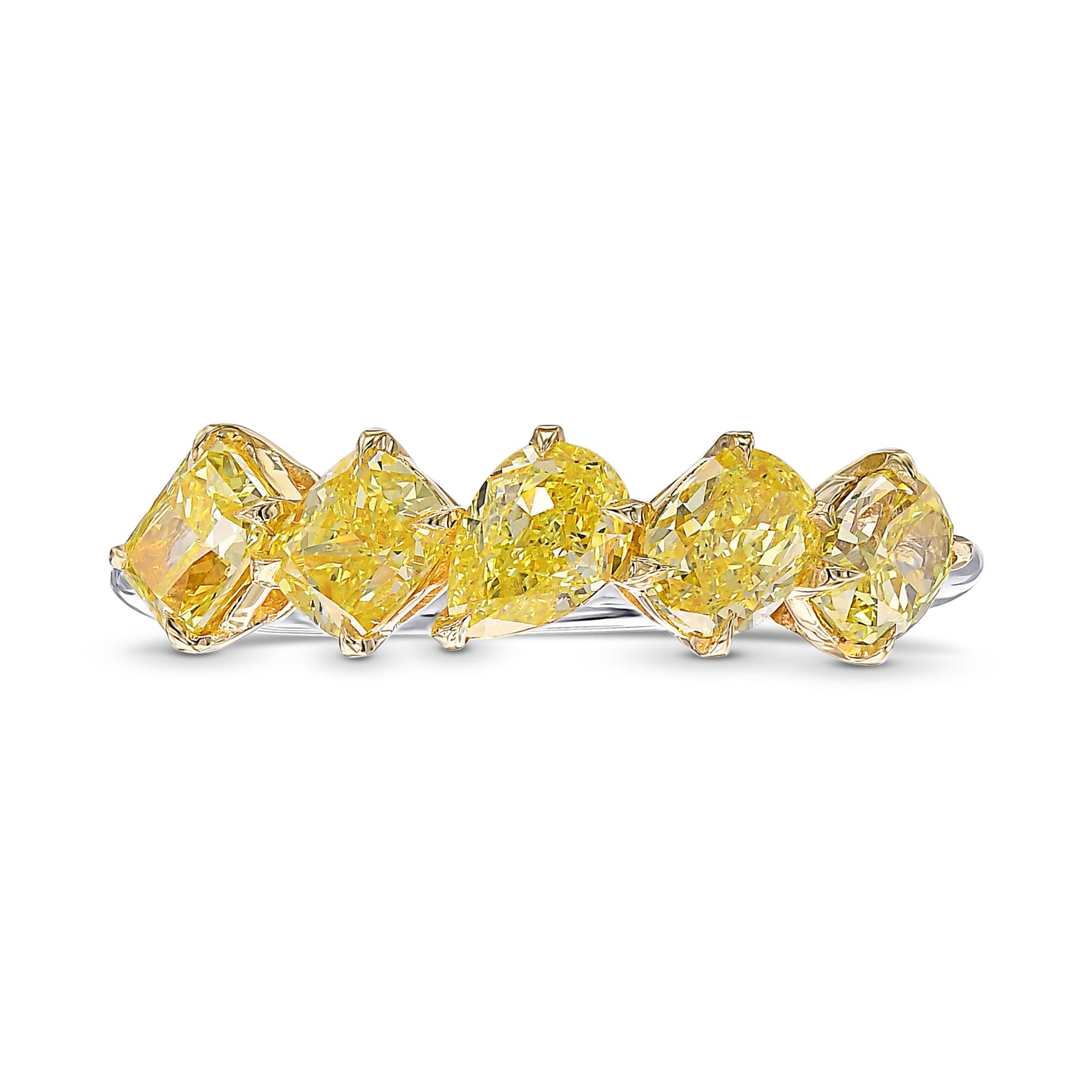  Fancy Yellow Mix shape Diamond Band Ring 