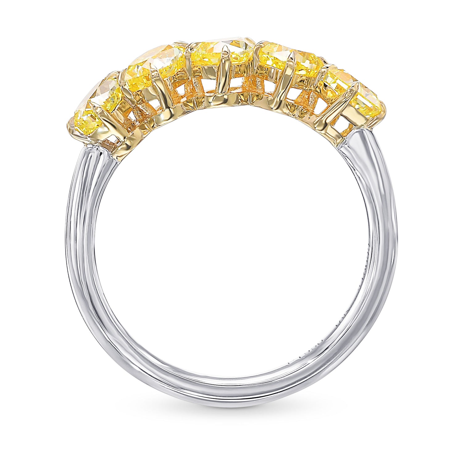  Fancy Yellow Mix shape Diamond Band Ring 