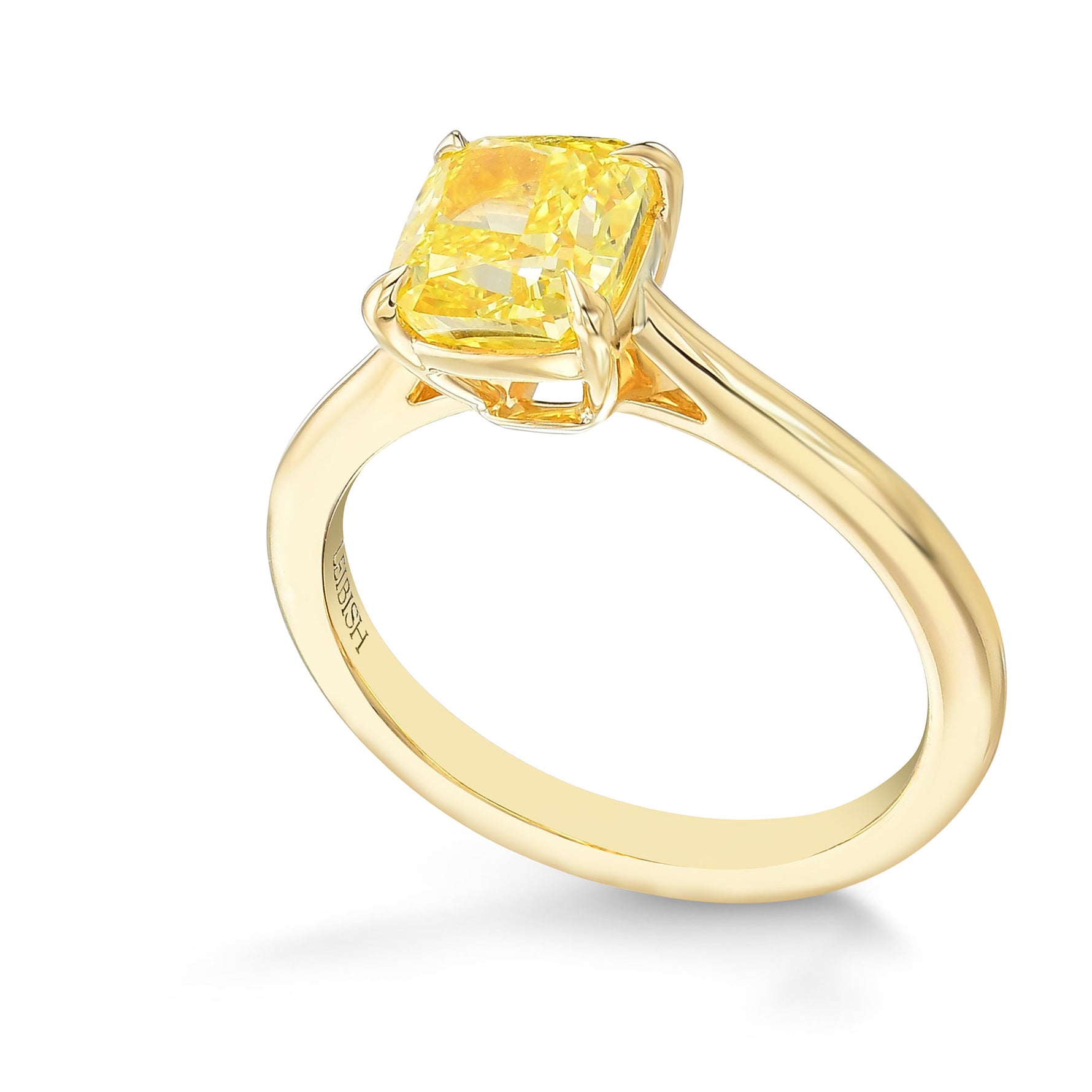 Fancy Vivid Yellow Cushion Diamond Solitaire Ring