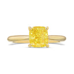 Fancy Vivid Yellow Cushion Diamond Solitaire Ring