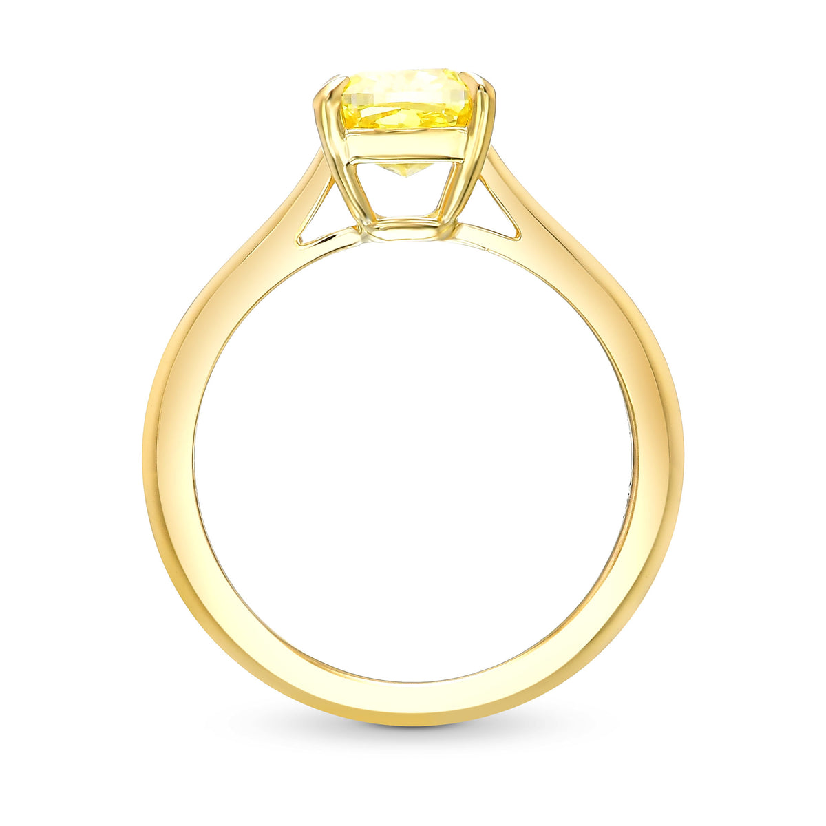 Fancy Vivid Yellow Cushion Diamond Solitaire Ring