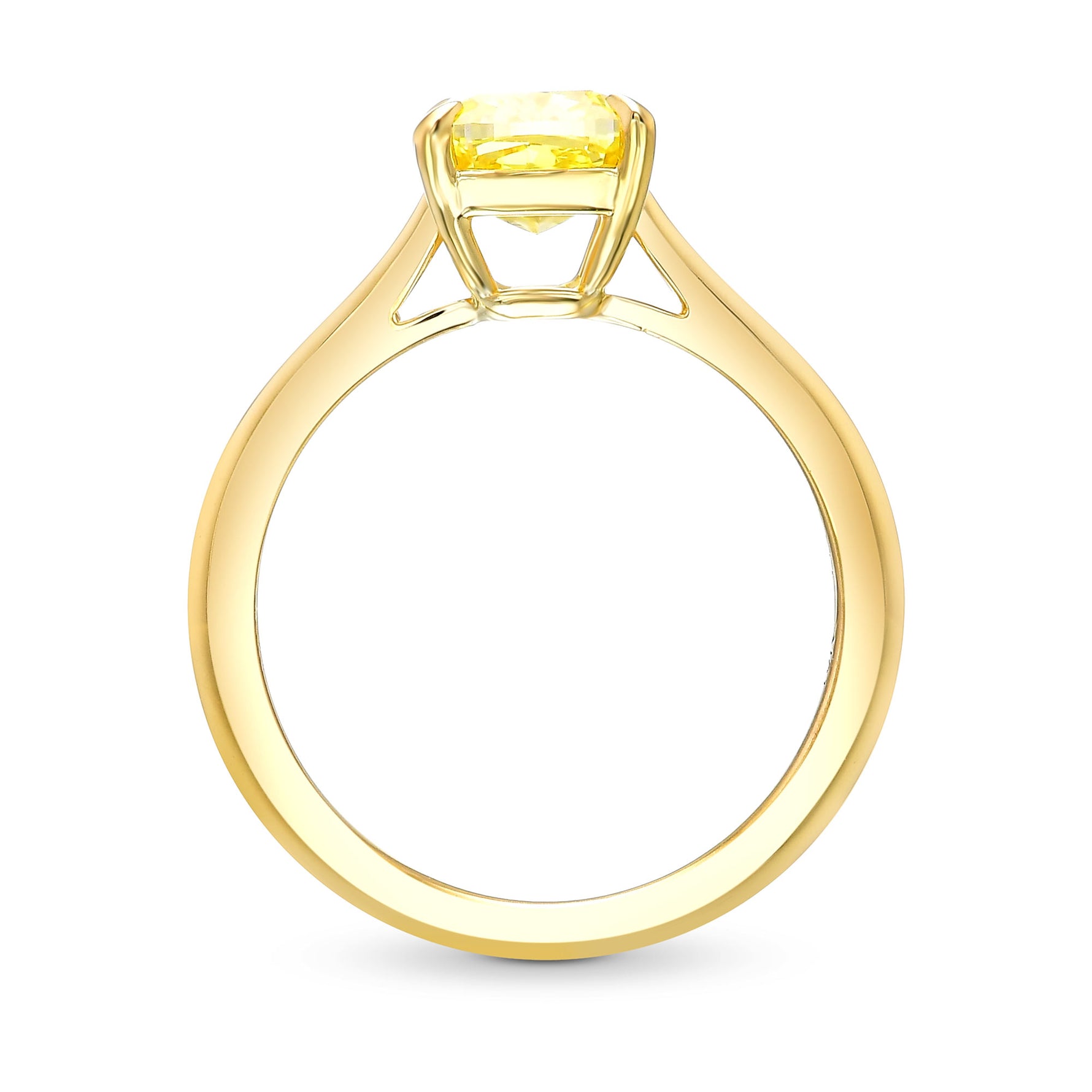 Fancy Vivid Yellow Cushion Diamond Solitaire Ring