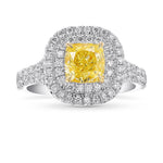 Fancy Yellow Cushion Diamond Double Halo Ring