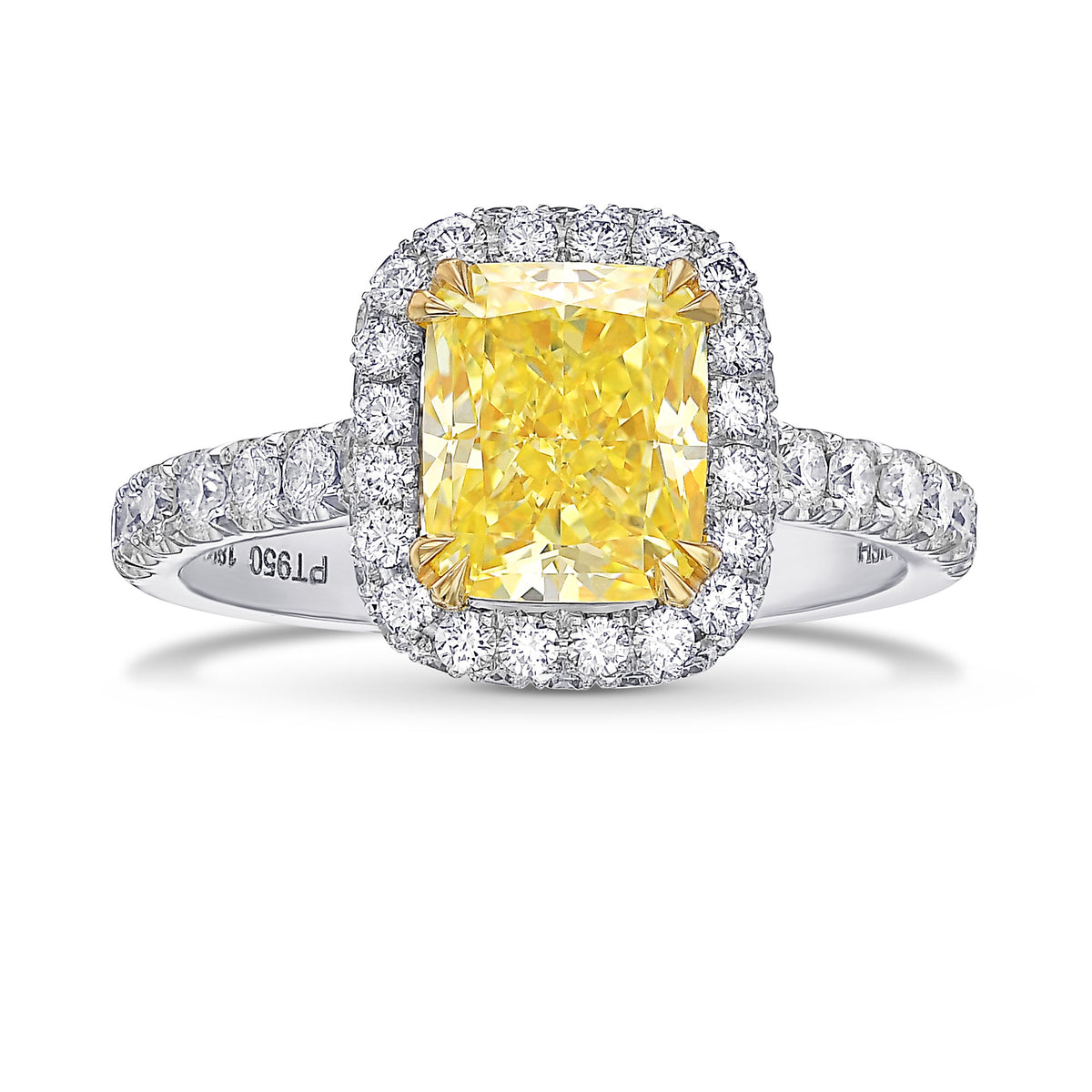 Fancy Intense Yellow Cushion Diamond Halo Ring