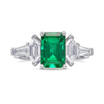 Green Colombian Emerald Side Stone Ring