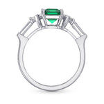 Green Colombian Emerald Side Stone Ring
