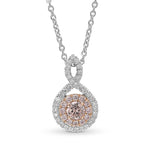 Fancy Light Brownish Pink Round Diamond Crossover Double Halo Pendant