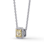 Fancy Yellow Cushion Diamond Halo Pendant 