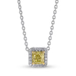 Fancy Yellow Cushion Diamond Halo Pendant 