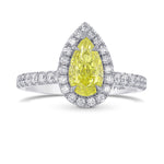 Fancy Intense Yellow Pear Halo Diamond Ring