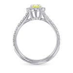 Fancy Intense Yellow Pear Halo Diamond Ring