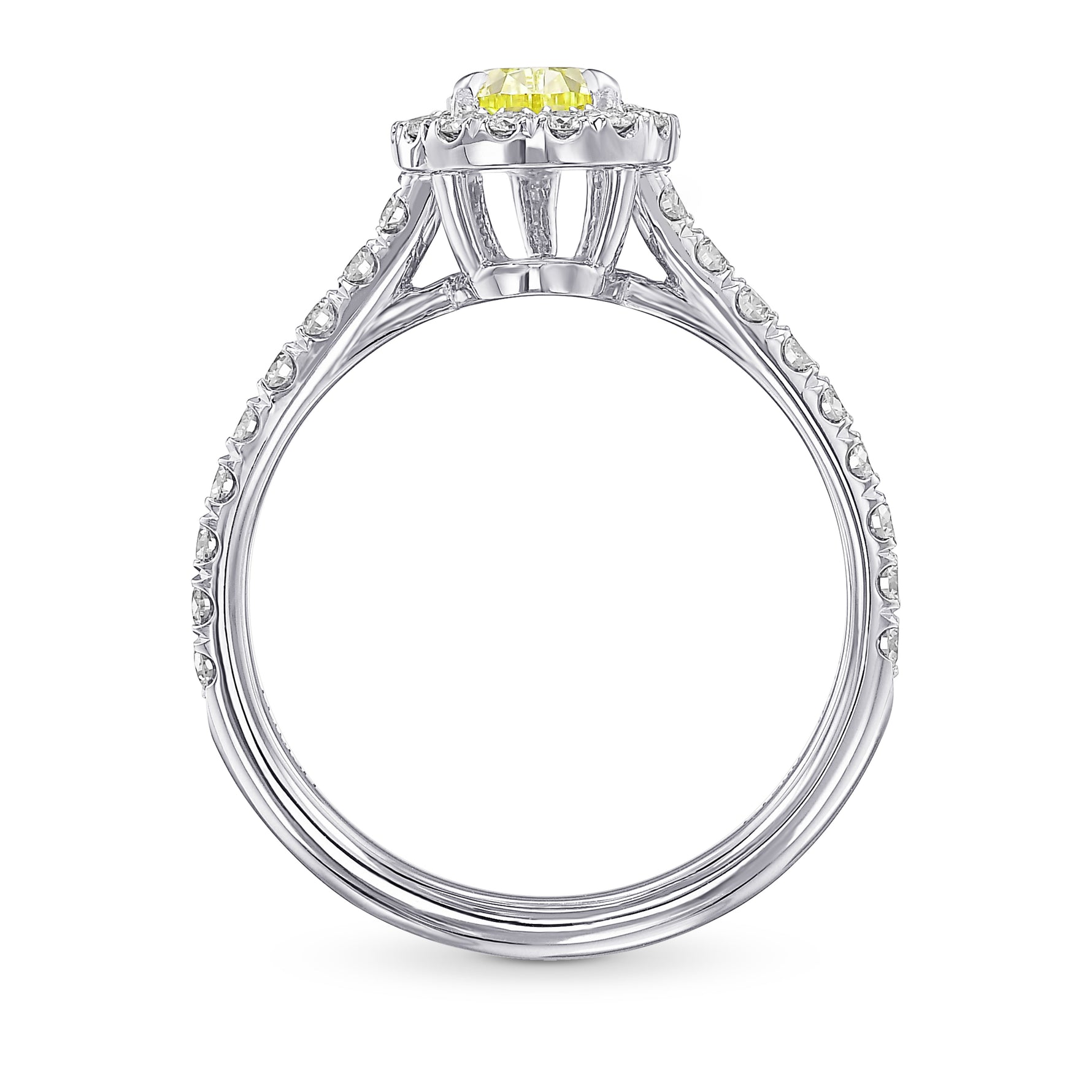 Fancy Intense Yellow Pear Halo Diamond Ring