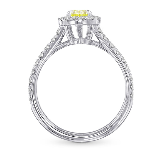Fancy Intense Yellow Pear Halo Diamond Ring