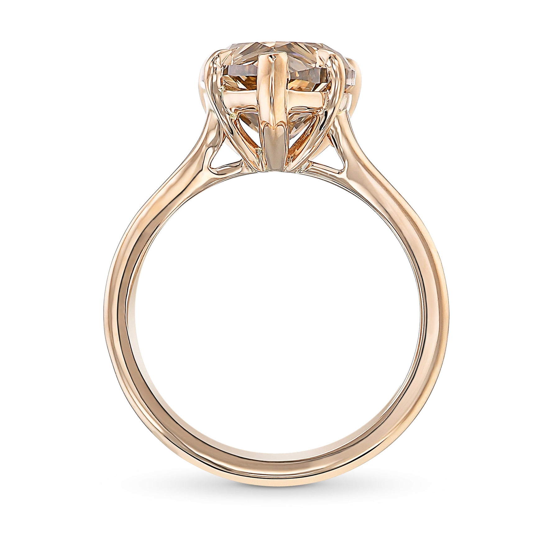 Fancy Dark Orangy Brown Pear Diamond Solitaire Ring