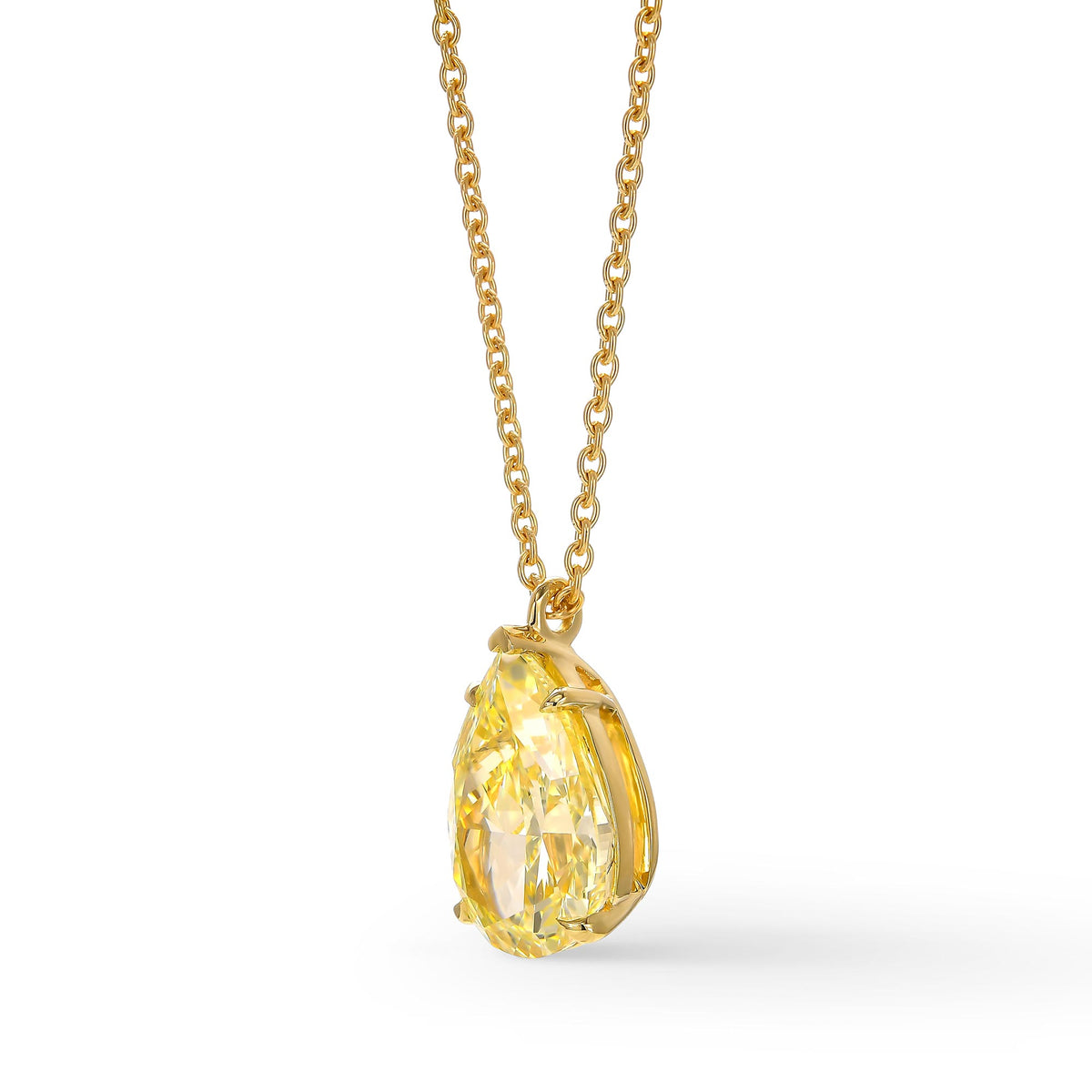 Fancy Light Yellow Pear Diamond Solitaire Pendant