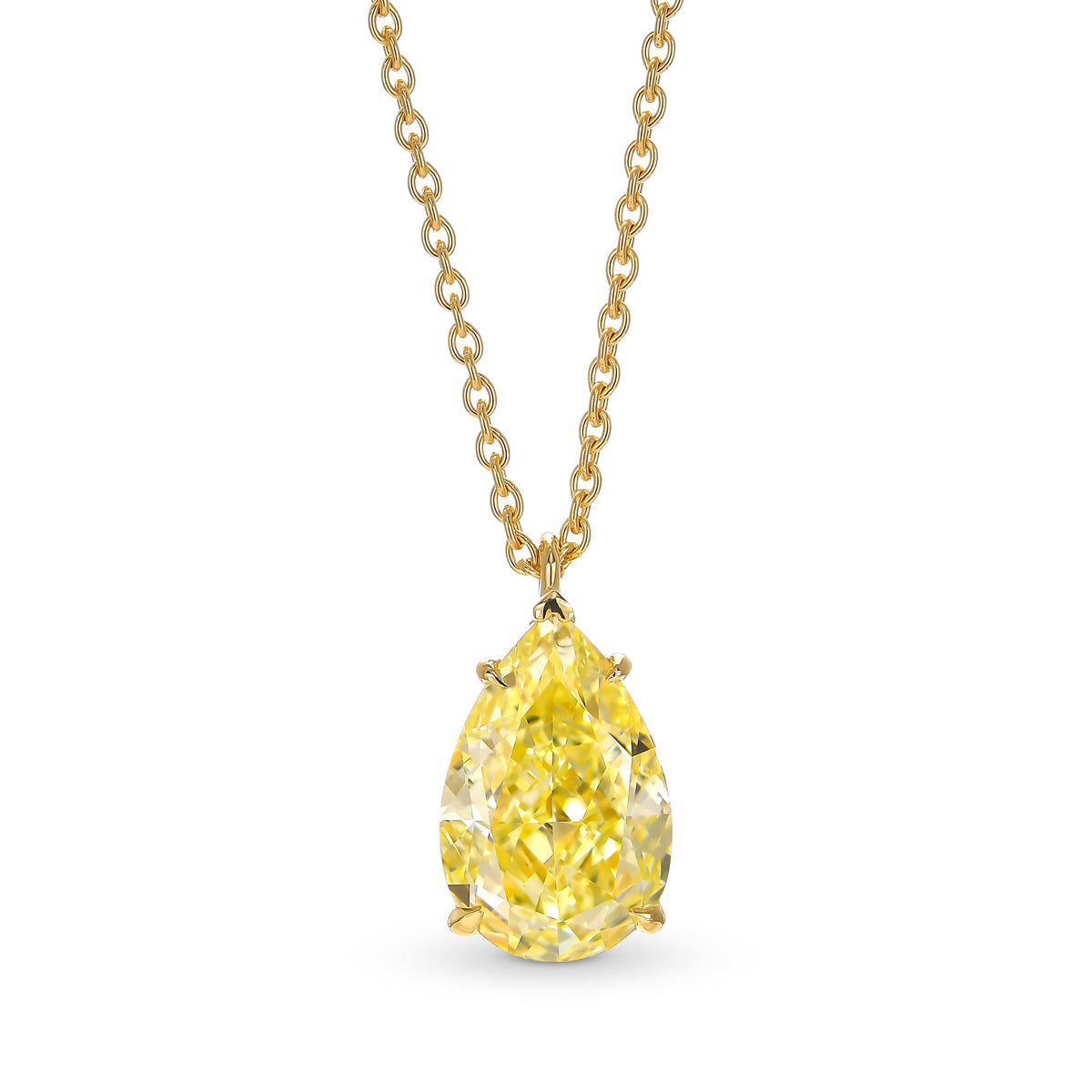 Fancy Light Yellow Pear Diamond Solitaire Pendant
