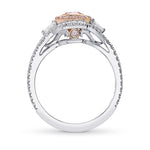 Argyle Fancy Deep Orangy Pink Radiant Diamond Double Halo Ring 