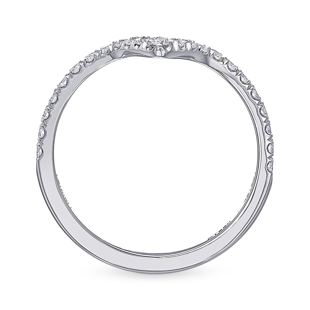 Contoured Platinum Diamond Wedding Band