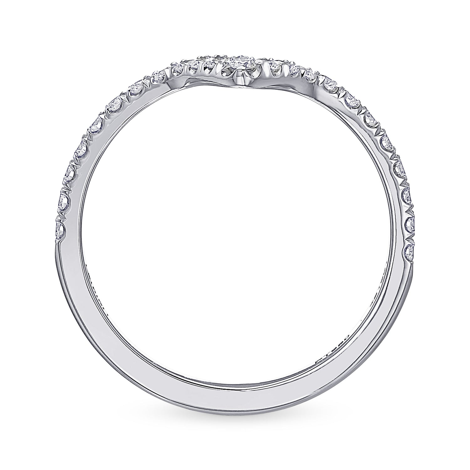 Contoured Platinum Diamond Wedding Band