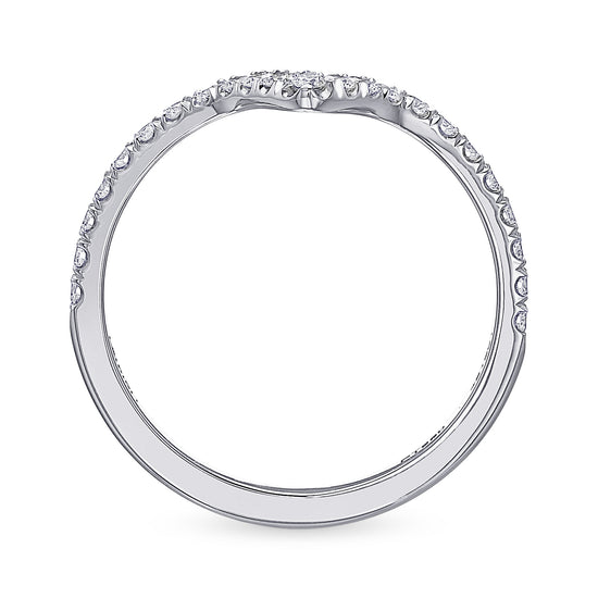 Contoured Platinum Diamond Wedding Band