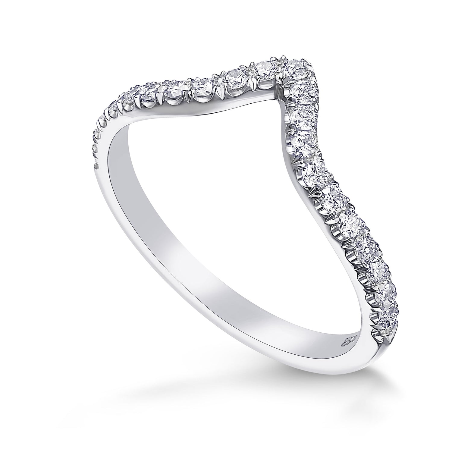Contoured Platinum Diamond Wedding Band