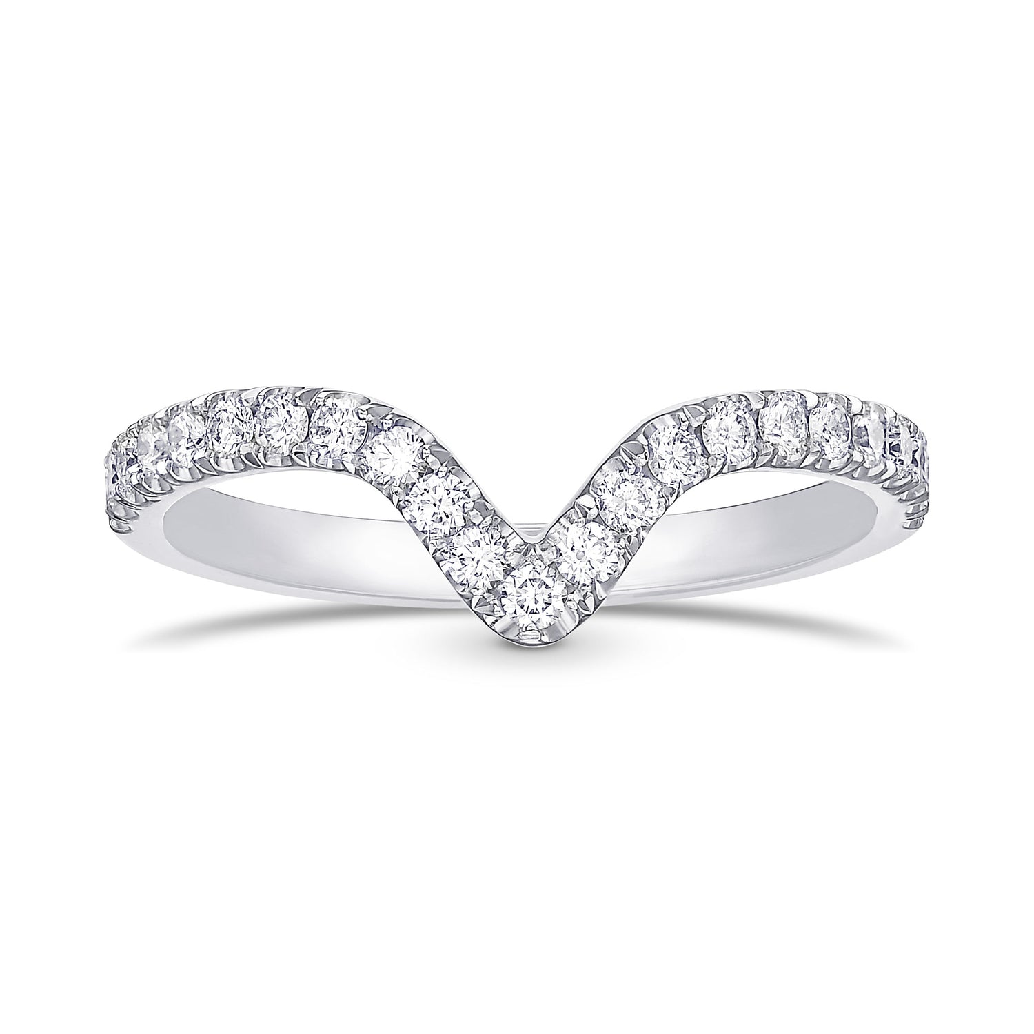 Contoured Platinum Diamond Wedding Band